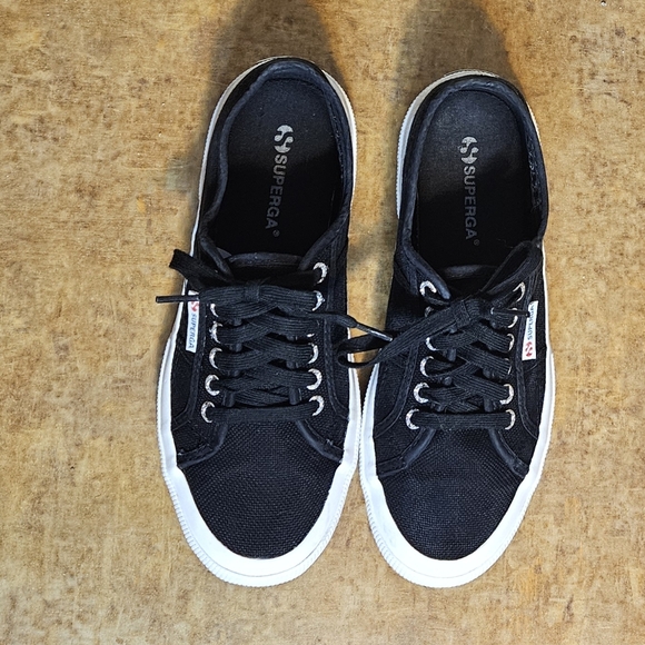 Superga Cotu Classic Sneakers Platform Cotron Canvas Black and White - Picture 2 of 11